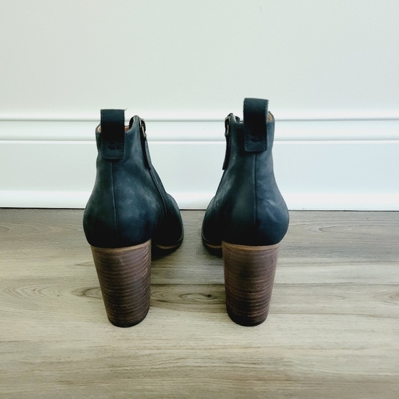 NEW BP Black Leather Block Heel Ankle Boots Round Toe - Picture 4 of 8